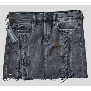 Blank NYC Distressed Lace Up Denim Skirt Size 28